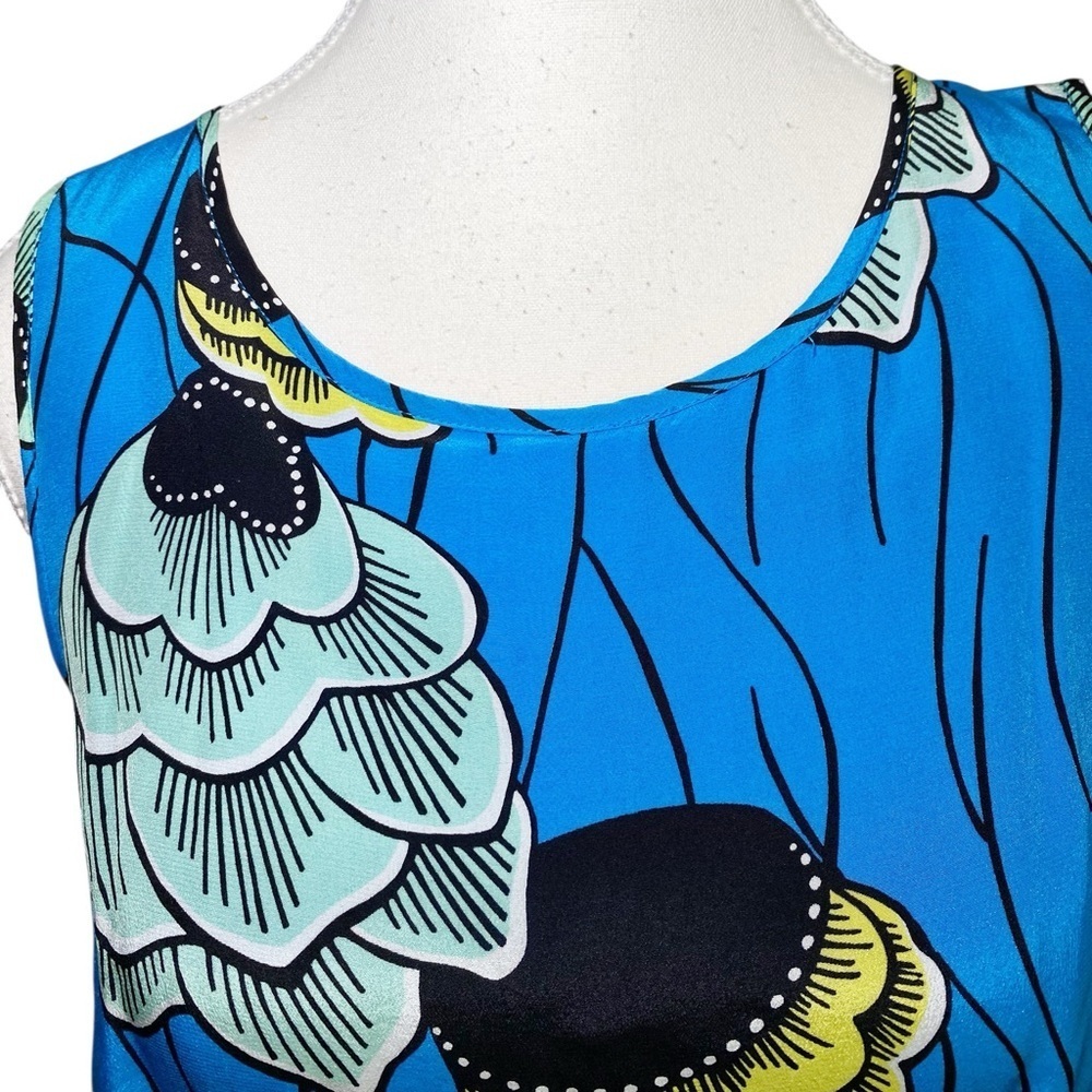 Anthropologie 100% Silk Blue Floral Palma Midi Dress by Sariah - Picture 4 of 16